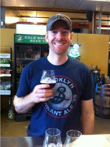 Eric Peck pours craft beer at Brooklyn Brewery pre-Savor party, June 2013